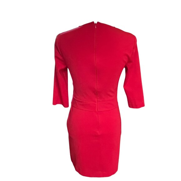 Magaschoni Size 6 Red Knit Bodycon Zip Back Dress - Picture 2 of 5